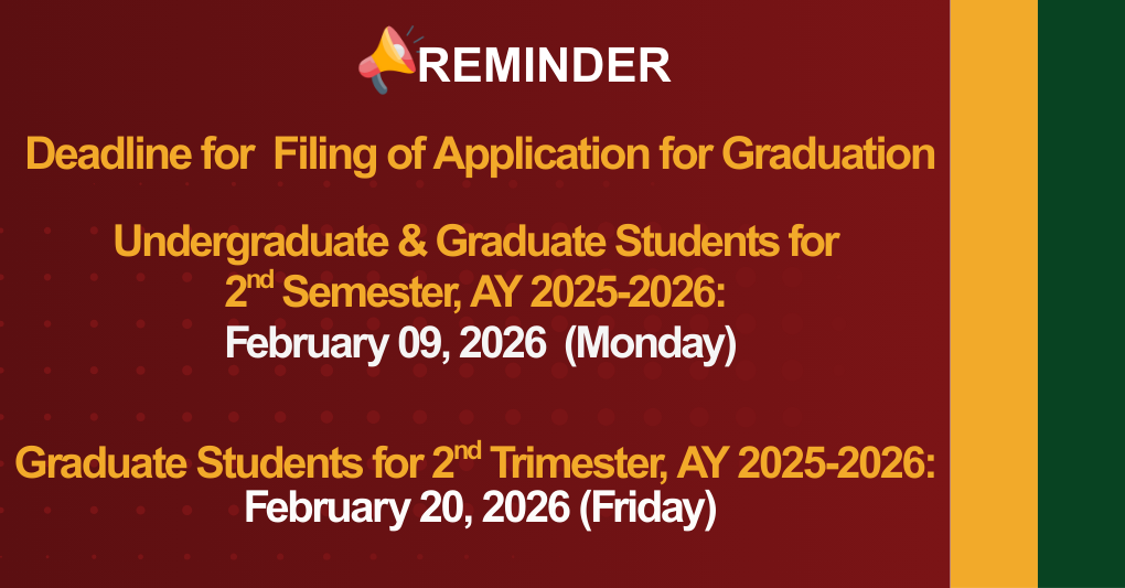 Application for Graduation Filing Deadline Second Semester, AY 2025–2026